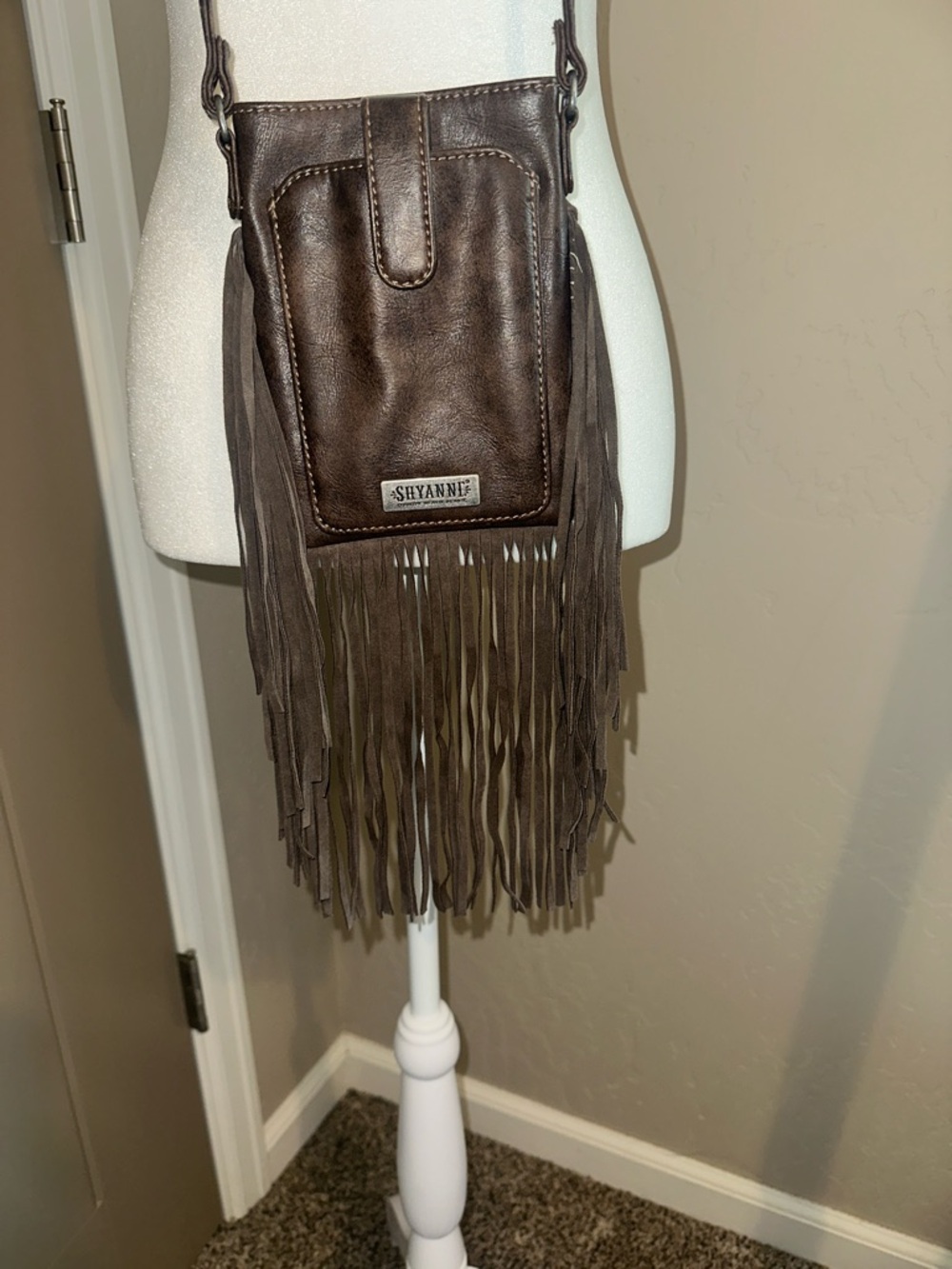 Shyanne Dark Brown Fringe Crossbody Bag